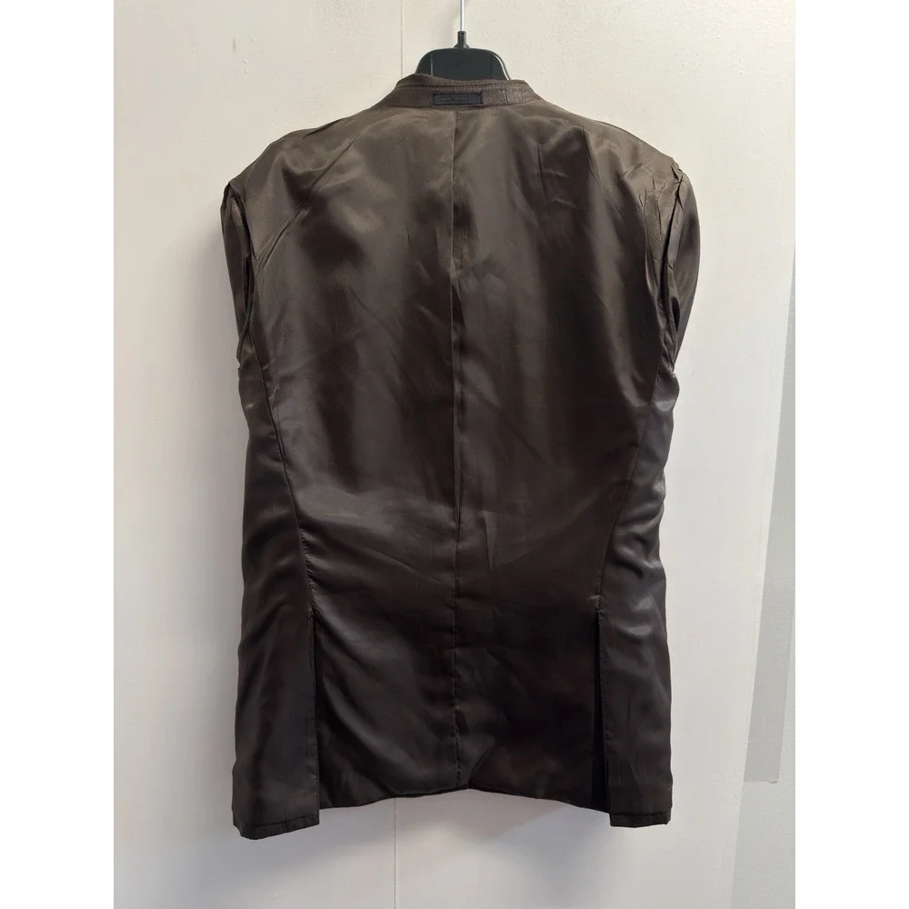 Andrew Fezza Blazer Sport‎ Coat Men's 42R Brown Faux Vegan Leather Suit Jacket